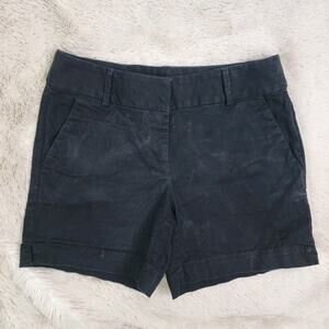 LOFT Black Khaki Chino Shorts Size 0 The Riviera Short Stretch Cotton